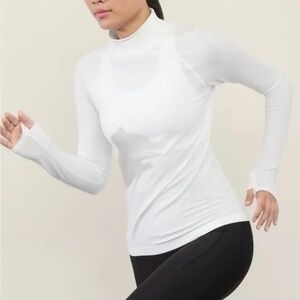 Athleta Renew Seamless Mock Neck Top, Bright White, Small